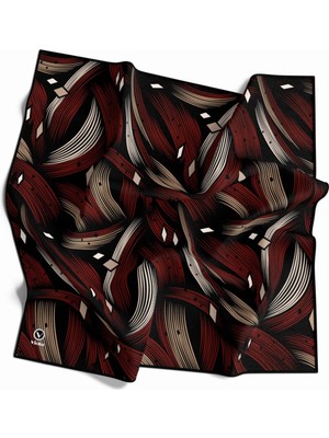 Violla Rayon Geometrik Çizgili Desenli Bordo Renkli 90X90 Eşarp (Ipek Içermez) Kenar Dikiş Şekli El Dikişli