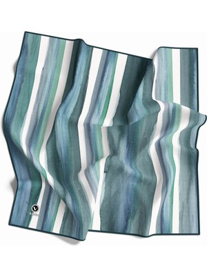Violla Twill Suluboya Çizgi Desenli Petrol Mavisi - Petrol Yeşili Renkli 90X90 Eşarp (Ipek Içermez) Kenar D