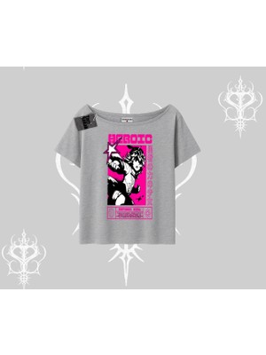 Kayık Yaka Tshirt Heroic Anime Girl Japon Stil Grafik Baskılı