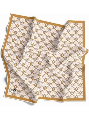 Violla Twill Bordürlü Ekose Desenli Petrol Yeşili Renkli 90X90 Eşarp (Ipek Içermez) Kenar Dikiş Şekli El Di