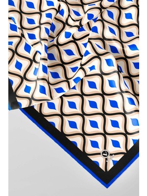 Violla Twill Geometrik Daire Desenli Saks Renkli 90X90 Eşarp (Ipek Içermez) Dikim Şekli : El Dikişi