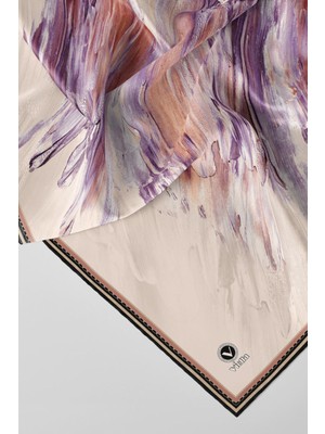 Violla Twill Fırça Darbesi Desenli Somon Renkli 90X90 Eşarp (Ipek Içermez) Dikim Şekli : El Dikişi