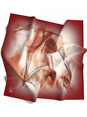 Violla Twill Geometrik Desenli Bordo Renkli 90X90 Eşarp (Ipek Içermez) Kenar Dikiş Şekli El Dikişli