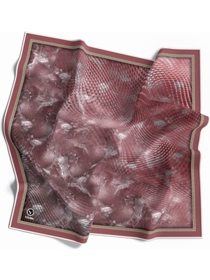 Violla Twill Batik Desenli Pudra Renkli 90X90 Eşarp (Ipek Içermez) Kenar Dikiş Şekli El Dikişli
