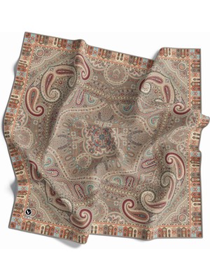 Violla Kristal Şal Desenli Vizon Renkli 90X90 Eşarp (Ipek Içermez) Dikim Şekli : El Dikişi