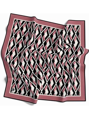 Violla Kristal Geometrik Desenli Pudra Renkli 90X90 Eşarp (Ipek Içermez) Dikim Şekli : El Dikişi