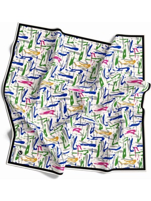 Violla Twill Geometrik Desenli Zümrüt Yeşili - Pembe Renkli 90X90 Eşarp (Ipek Içermez) Dikim Şekli : El Dik