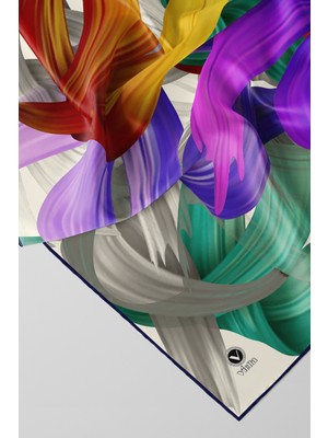 Violla Kristal Helezon Desenli Lacivert Renkli 90X90 Eşarp (Ipek Içermez) Dikim Şekli : El Dikişi