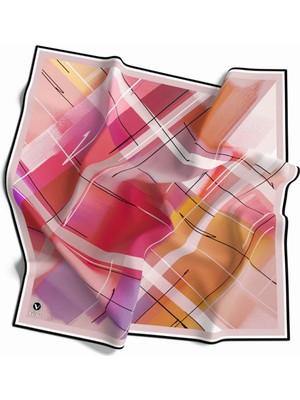 Violla Kristal Ekose Desenli Pembe Renkli 90X90 Eşarp (Ipek Içermez) Kenar Dikiş Şekli El Dikişli