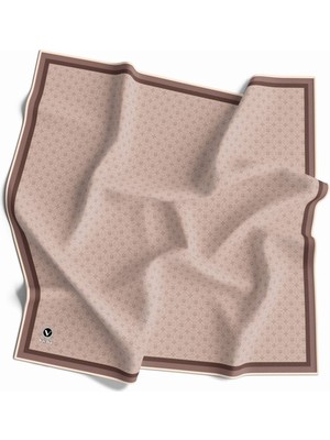 Violla Twill Monogram Desenli Taş Renkli 90X90 Eşarp (Ipek Içermez) Kenar Dikiş Şekli El Dikişli