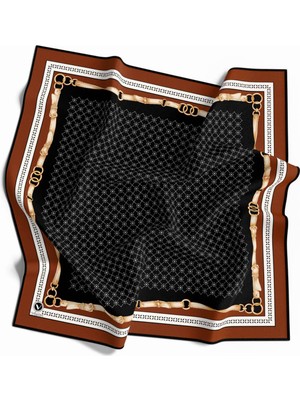 Violla Twill Kemerli ve Çıtır Motifli Desenli Taba Renkli 90X90 Eşarp (Ipek Içermez) Dikim Şekli : El Dikiş