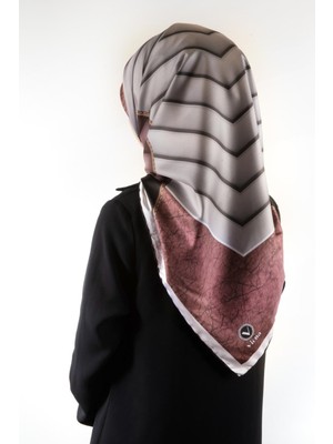 Violla Twill Zigzag Desenli Gül Kurusu Renkli 90X90 Eşarp (Ipek Içermez) Kenar Dikiş Şekli El Dikişli
