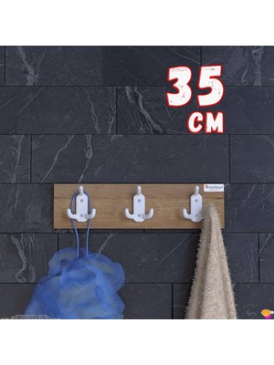 Modilayn Arı 9 Kancalı Banyo Askısı 3'lü Set 31,4 x 9,6 cm Şık Tasarım Ekstra Düzen ve Yer Tasarrufu