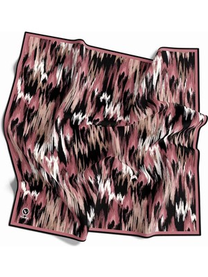 Violla Twill Fırça Desenli Pudra Renkli 90X90 Eşarp (Ipek Içermez) Kenar Dikiş Şekli El Dikişli