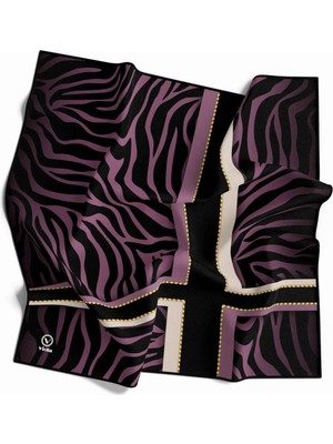Violla Twill Zebra Desenli Siyah - Lila Renkli 90X90 Eşarp (Ipek Içermez) Dikim Şekli : El Dikişi
