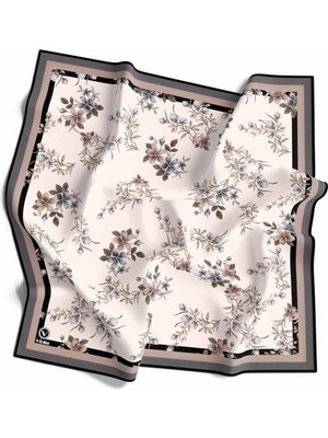 Violla Rayon Çiçek Desenli Gri Renkli 90X90 Eşarp (Ipek Içermez) Dikim Şekli : El Dikişi
