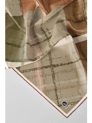 Violla Twill Eskitme Desenli Somon Renkli 90X90 Eşarp (Ipek Içermez) Kenar Dikiş Şekli El Dikişli
