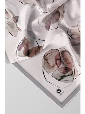 Violla Twill Sulu Boya Geometrik Desenli Gri Renkli 90X90 Eşarp (Ipek Içermez) Kenar Dikiş Şekli El Dikişli