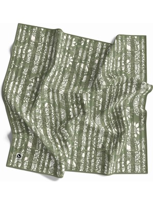 Violla Twill Batik Şal Desenli Haki Renkli 90X90 Eşarp (Ipek Içermez) Kenar Dikiş Şekli El Dikişli