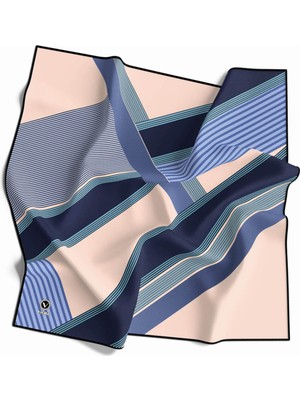 Violla Twill Yumuşak Dokulu Geometrik Desenli Indigo Renkli 90X90 Eşarp (Ipek Içermez) Dikim Şekli : El Dik