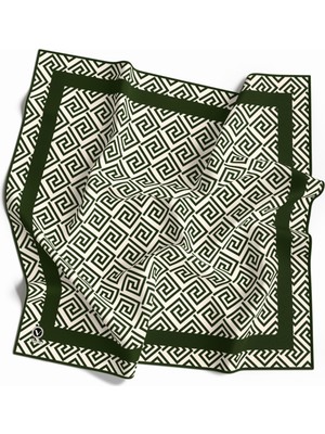 Violla Twill Minimalist Desenli Zümrüt Yeşili Renkli 90X90 Eşarp (Ipek Içermez) Kenar Dikiş Şekli El Dikişl