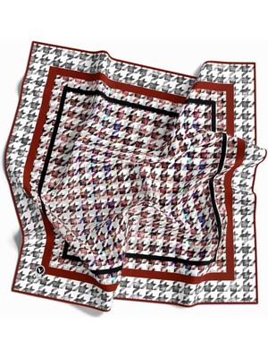 Violla Twill Kazayağı Desenli Bordo Renkli 90X90 Eşarp (Ipek Içermez) Kenar Dikiş Şekli El Dikişli