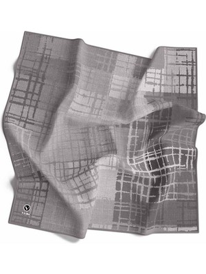 Violla Twill Çizgili Degrade Desenli Gri Renkli 90X90 Eşarp (Ipek Içermez)