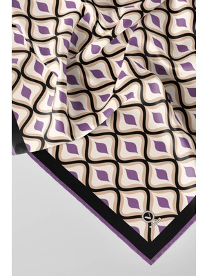 Violla Twill Geometrik Daire Desenli Lila Renkli 90X90 Eşarp (Ipek Içermez) Dikim Şekli : El Dikişi