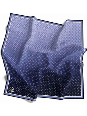 Violla Kristal Minik Motifli ve Degrade Desenli Bebe Mavisi Renkli 90X90 Eşarp (Ipek Içermez) Kenar Dikiş Ş