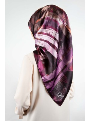 Violla Rayon Fırça Darbeli Batik Desenli Mor Renkli 90X90 Eşarp (Ipek Içermez) Dikim Şekli : El Dikişi