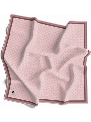 Violla Twill Monogram Desenli Pudra Renkli 90X90 Eşarp (Ipek Içermez) Kenar Dikiş Şekli El Dikişli