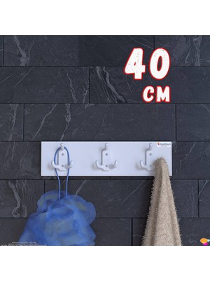 Modilayn Arı 9 Kancalı Banyo Askısı 3' Lü Set 36,4x9,6cm Şık Tasarım Ekstra Düzen ve Yer Tasarrufu
