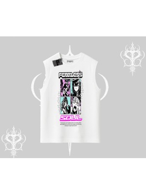 Kolsuz Tshirt Fearless Soul Anime Kolaj Baskılı
