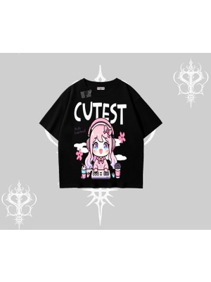 Oversize Tshirt Cute Anime Gamer Girl Baskılı
