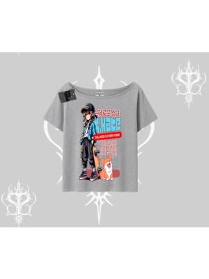 Kayık Yaka Tshirt Anime Hiker Girl Balance Is Everything Baskılı