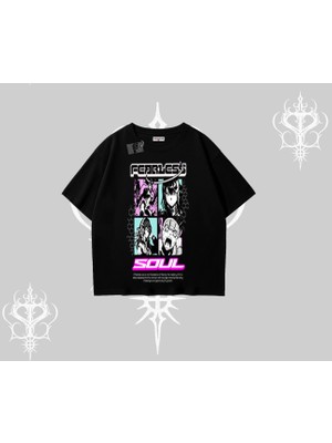 Oversize Tshirt Fearless Soul Anime Kolaj Baskılı