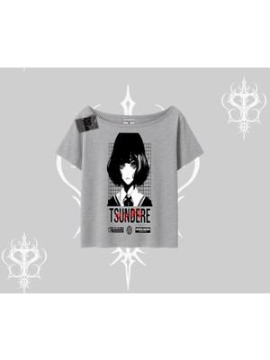 Kayık Yaka Tshirt Tsundere Anime Japanese Style Baskılı
