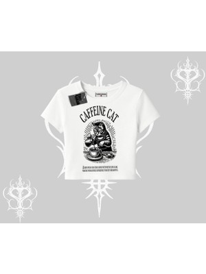 Babby Tee Tshirt Caffeine Cat Kahve Temalı Kedi Baskılı