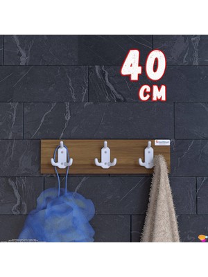 Modilayn ARI 9 Kancalı Banyo Askısı 3' lü Set 36,4x9,6 cm Şık Tasarım Ekstra Düzen ve Yer Tasarrufu