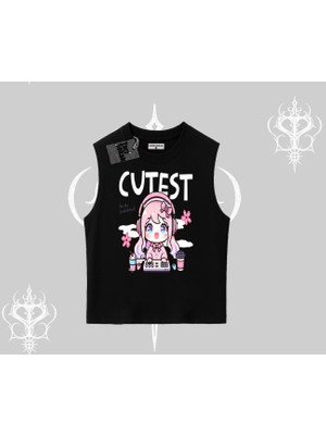 Kolsuz Tshirt Cute Anime Gamer Girl Baskılı
