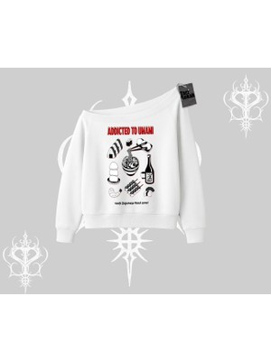Kayık Yaka Sweatshirt Japon Mutfağı Umami Temalı Baskılı