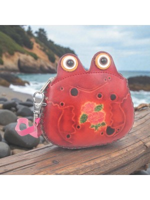 Elifeshop El Yapımı Hakiki Deri Kurbağa Tasarımlı Kadın Cüzdan | Fermuarlı Kartlık Bozuk Para Anahtarlık