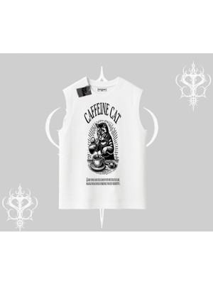 Kolsuz Tshirt Caffeine Cat Kahve Temalı Kedi Baskılı