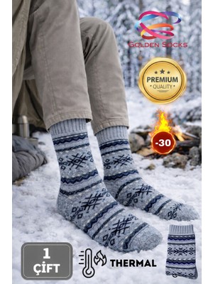 Golden Socks  Erkek Kışlık Lambswool Yün Çorap Sıcak Tutan Günlük Rahat Kalın