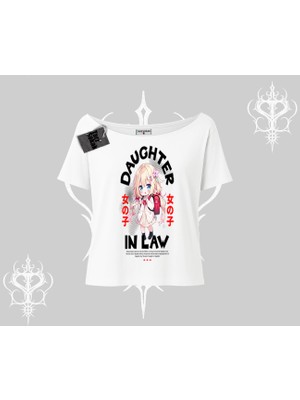 Kayık Yaka Tshirt Anime Girl Daughter In Law Baskılı