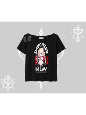 Kayık Yaka Tshirt Anime Girl Daughter In Law Baskılı