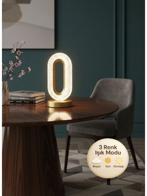 Litra Lighting Eclipse Model Gold 3 Renk Modu Ledli Modern Salon Mutfak Yatak Çocuk Odası Masa ve Gece Lambası