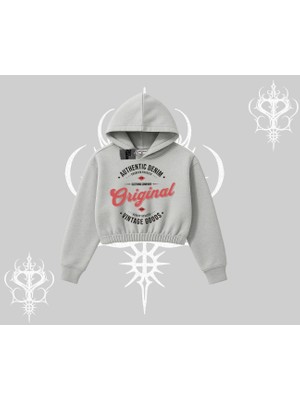 Kapşonlu Crop Sweatshirt Authentic Denim Original