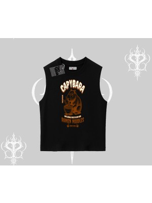 Kolsuz Tshirt Cute Capybara Enjoying Ramen Noodles Artwork