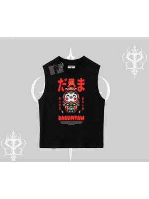 Kolsuz Tshirt Daruma Kedi Anime Baskılı